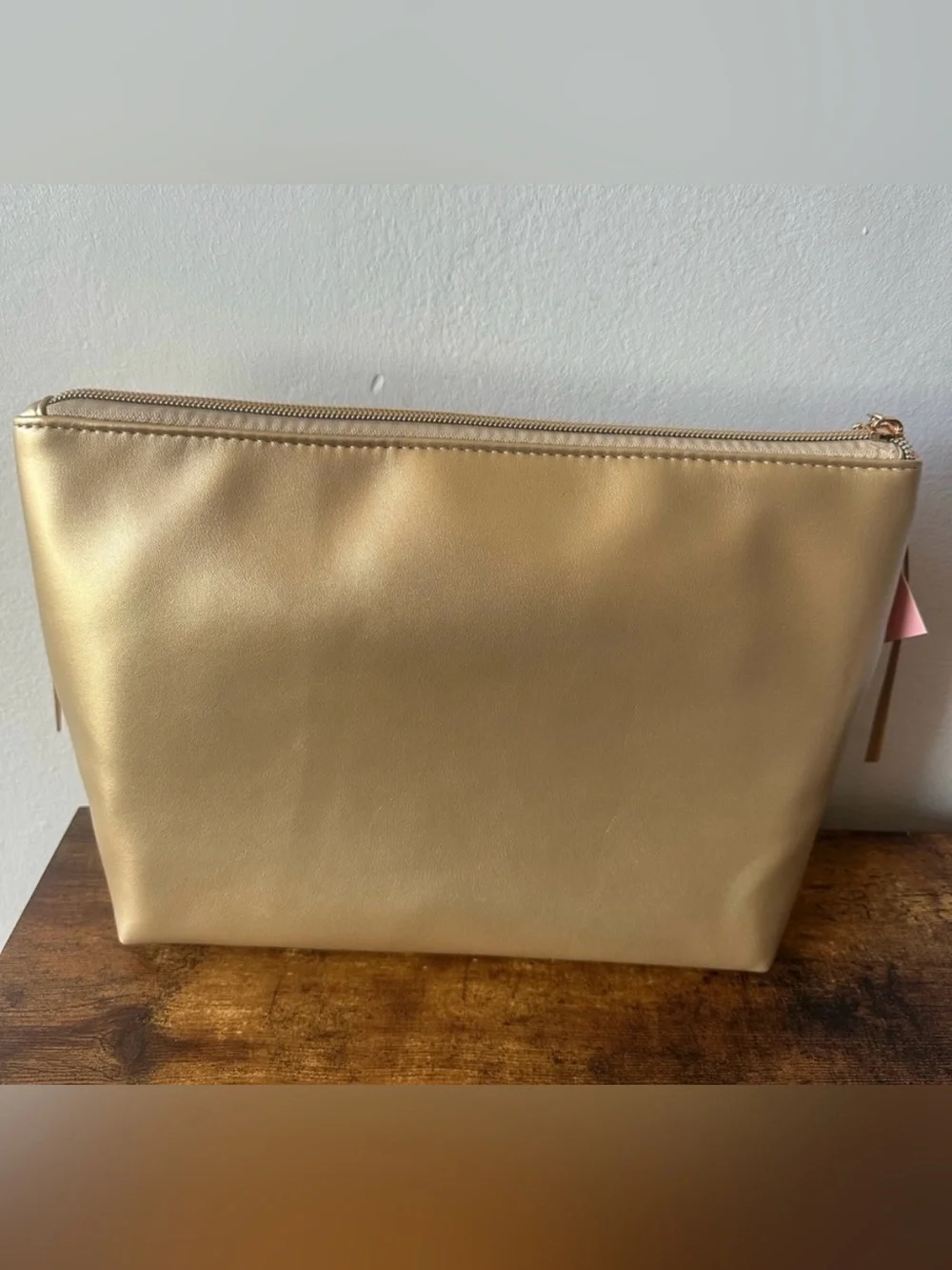 Juicy Couture Metallic Gold Fringe Cosmetic Bag with Embroidered Logo NWT